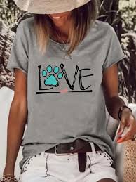 Women's Heart Print Tank Top/Dog Love TShirt/Dogs Make Me Happy