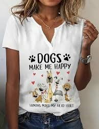 Women's Heart Print Tank Top/Dog Love TShirt/Dogs Make Me Happy