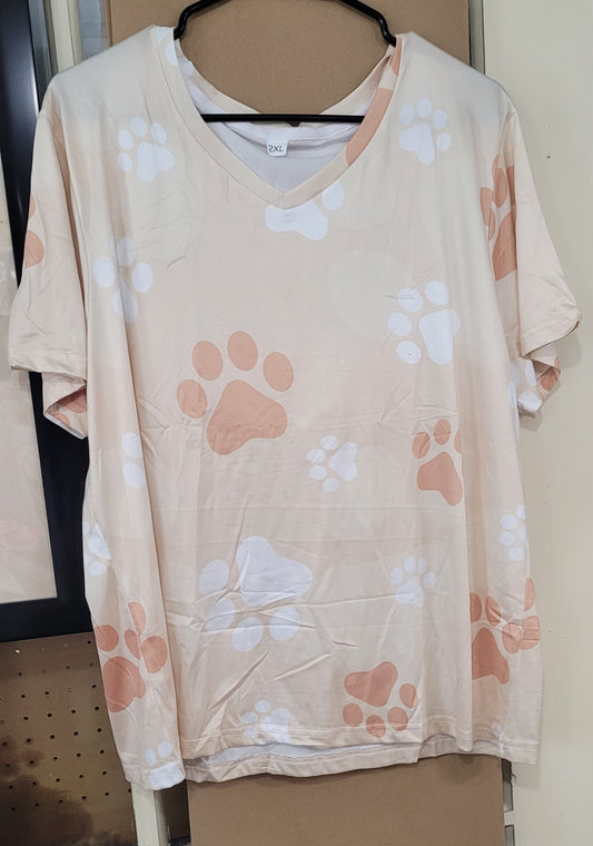 T-Shirt Women Short Sleeve Paw Prints