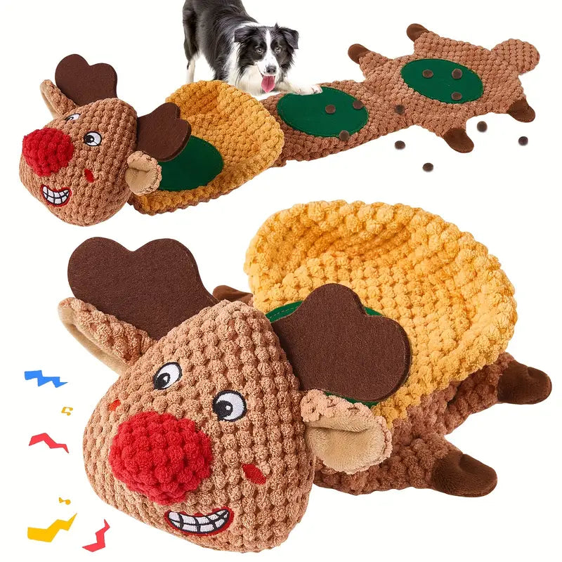 Dog Squeaky Toy Reindeer Hide a Treat