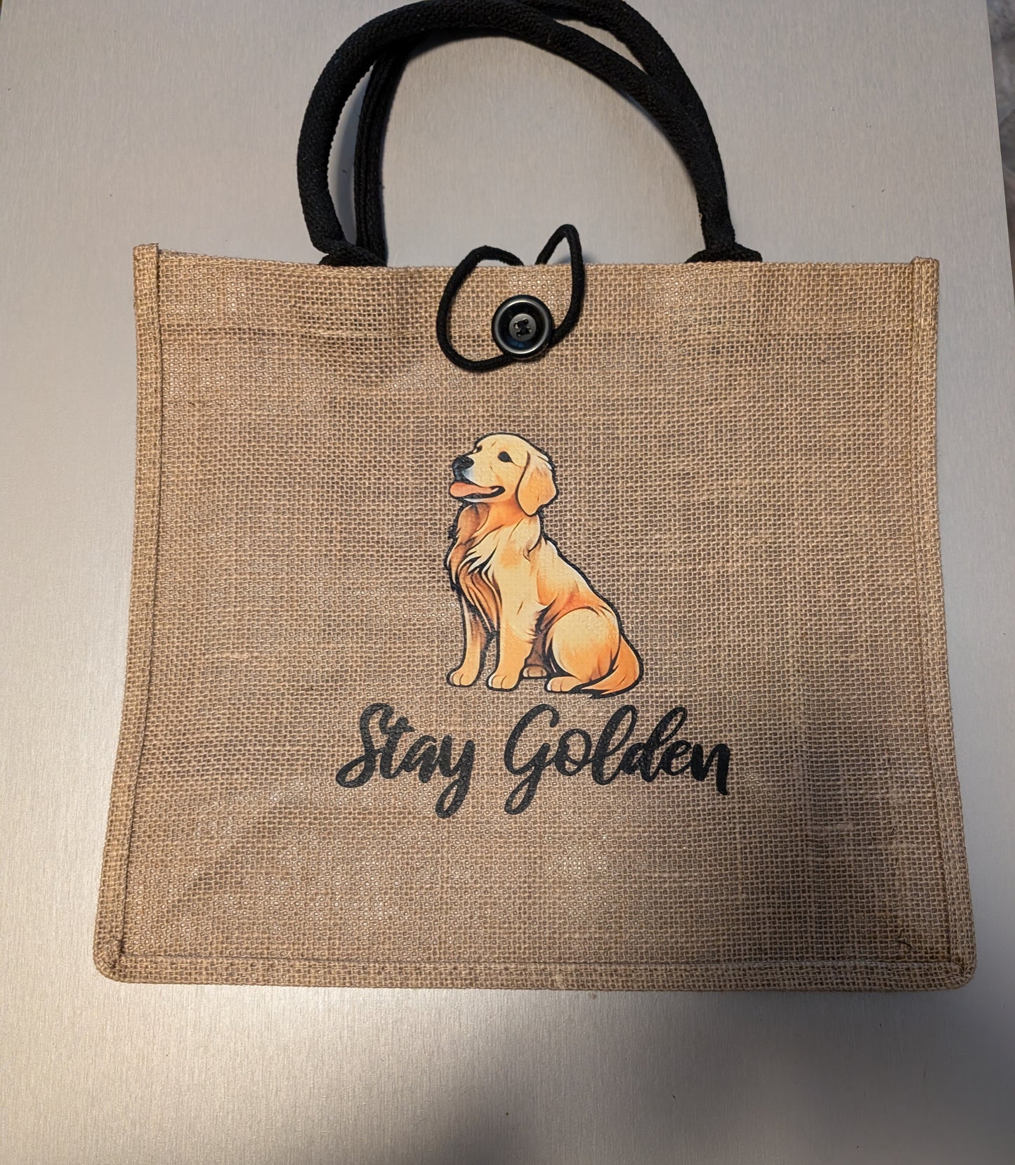 Doodle Mama, Stay Golden,Guinea Yoga, Black Dog Tote Bag