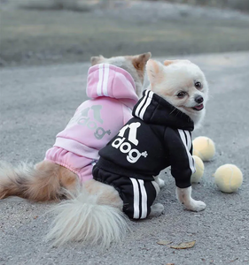 Adidog Button Up Fleece Jumpsuit/Dog Clothing Hoodie