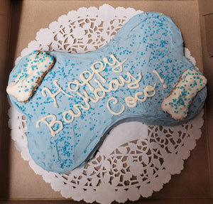 Dog Birthday Cake Bone Cake Let us know in NOTES or AUTO info  1. When you want to p                                        ickup. 2Name of dog. 3 Color of cakePreorder at least one week in advance)