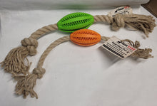 Load image into Gallery viewer, BoxerTUFF Football with Hemp Rope Dog Toy
