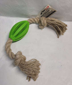BoxerTUFF Football with Hemp Rope Dog Toy
